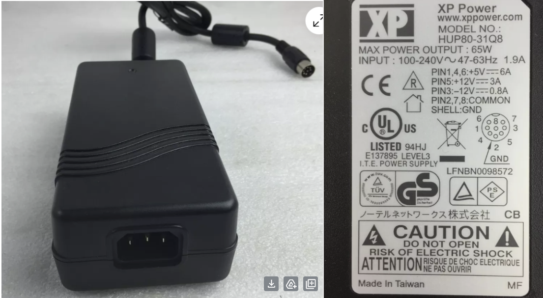 XP POWER HUP80-31Q8 AC ADAPTER 5Vdc 6A 12V 3A 65W NEW 8-PIN CON XP POWER HUP80-31Q8 AC ADAPTER 5Vdc 6A 12V 3A 65W NEW 8-PIN CON